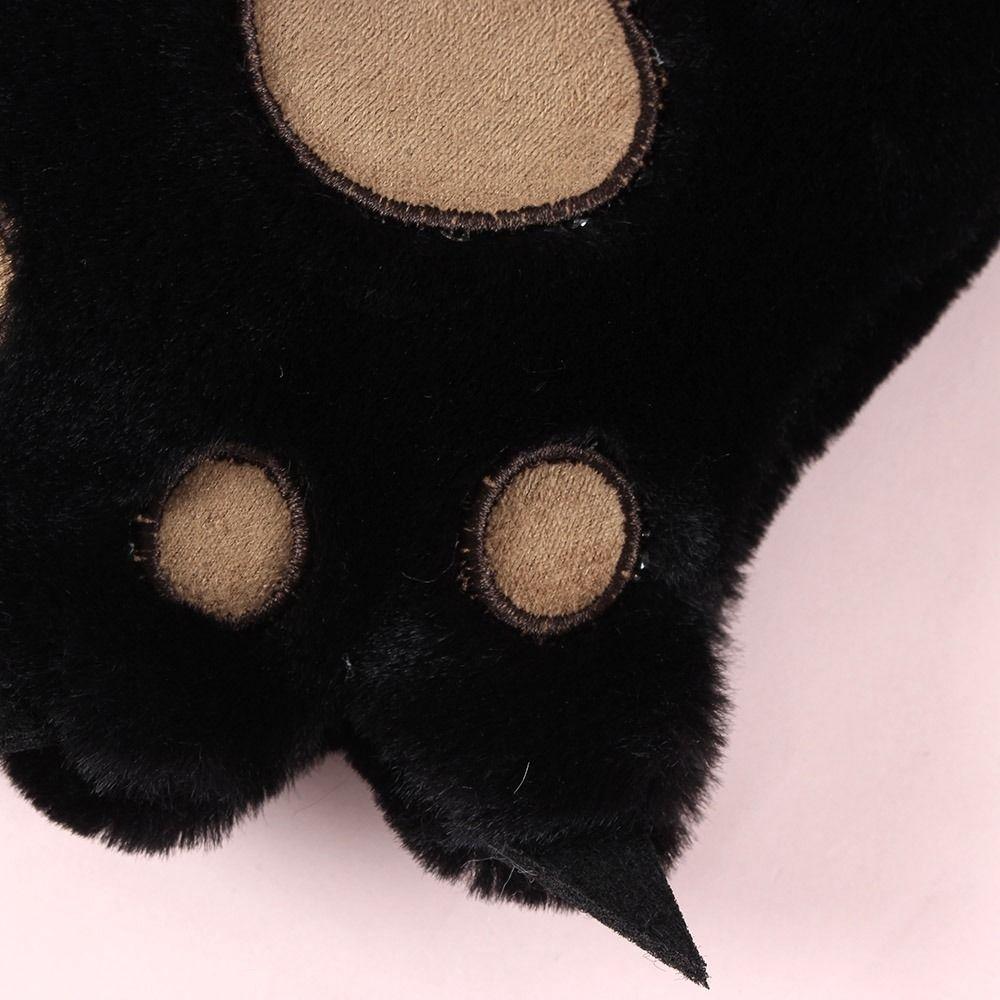 Fluffy Warm Gloves Flush Cat Paw Gloves Hanging Neck Mittens Bear Paw Gloves Female Winter Gloves