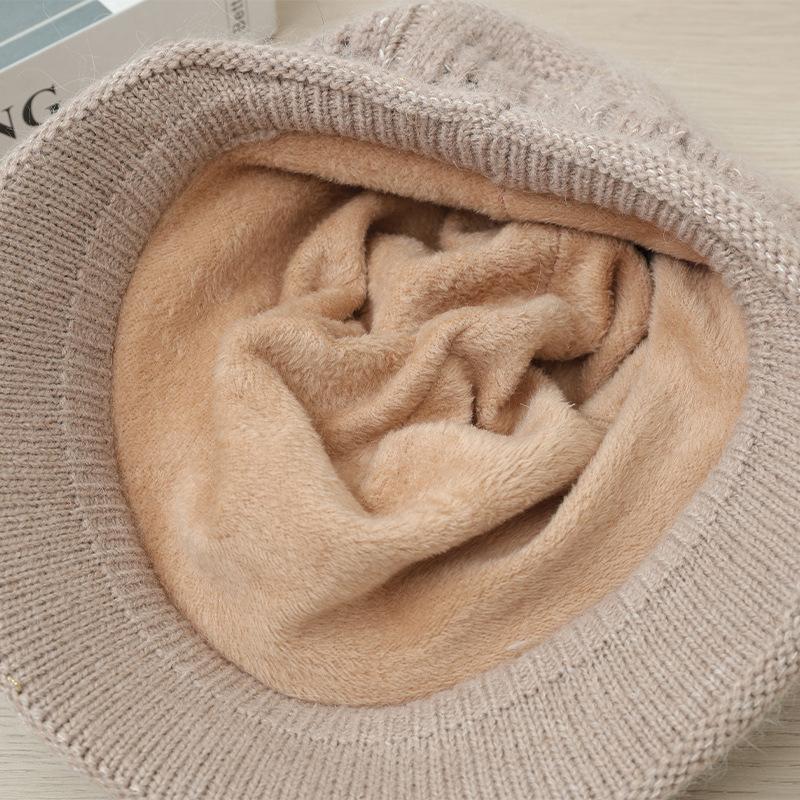 Осенне-зимние шапки для женщин Модная и универсальная плюшевая шапка Уличная повседневная ветрозащитная шерстяная шапка Может шарф Теплый костюм