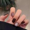 Y2K Leopard Print Cat Eye Press-On Nail Art: High-End Whitening, Short False Nail Patches