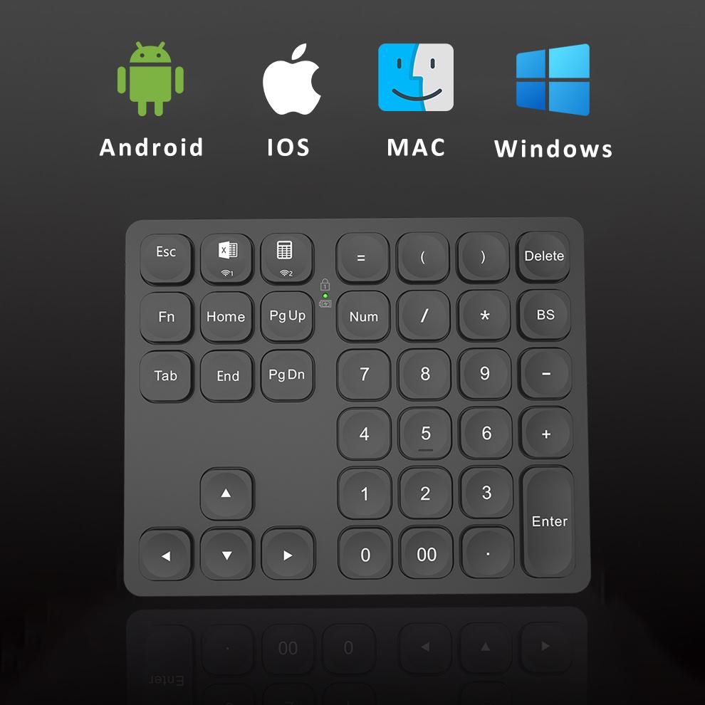 Bluetooth цифровая клавиатура для нескольких устройств, беспроводная цифровая клавиатура, двойной режим, тонкая Bluetooth цифровая клавиатура, 36 клавиш для ноутбука Mac MacBook