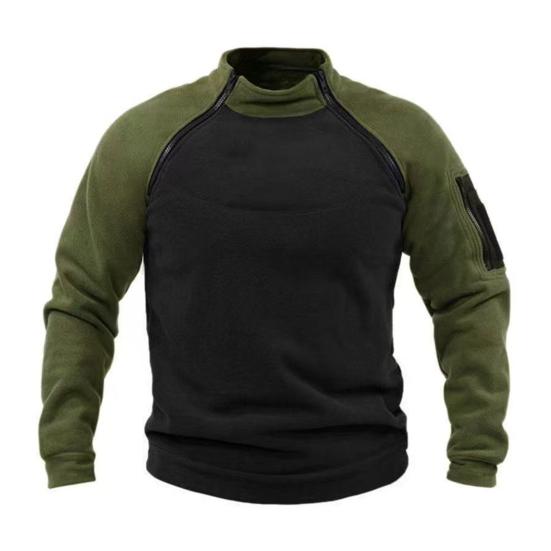 Мужская толстовка в стиле пэчворк с ретро-воротником-стойкой, декором из молнии, контрастного цвета, пуловер Slim