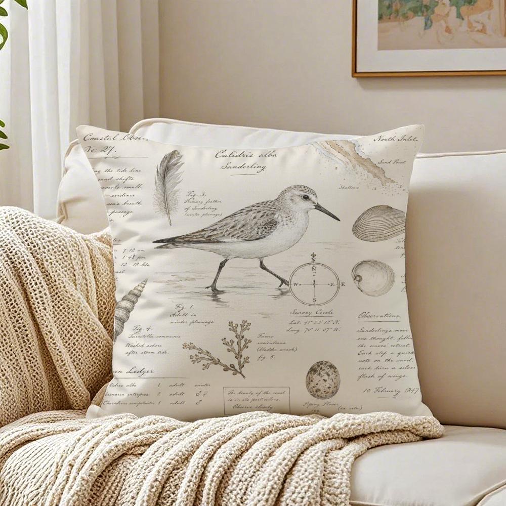 Heron Slate Blue Bird Pillow Case Breathable Organic Short Plush Cushion Covers Machine Washable WrinkleResistant Soft Durable