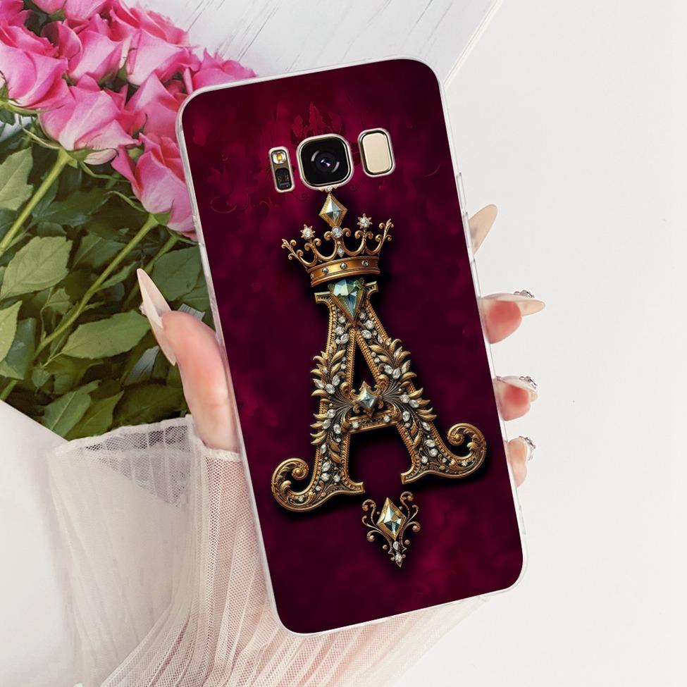 Для Samsung S8 Прозрачный чехол SM-G950FD Роскошная корона Буквы от A до Z 2D Плоский узор Funda Для Samsung Galaxy S8 G950F Мягкий чехол для телефона