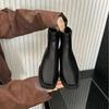 Internet Celebrity British Style Short Boots Temperament Square Head Elastic Thin Thick Heel Thick Bottom Martin Boots Women