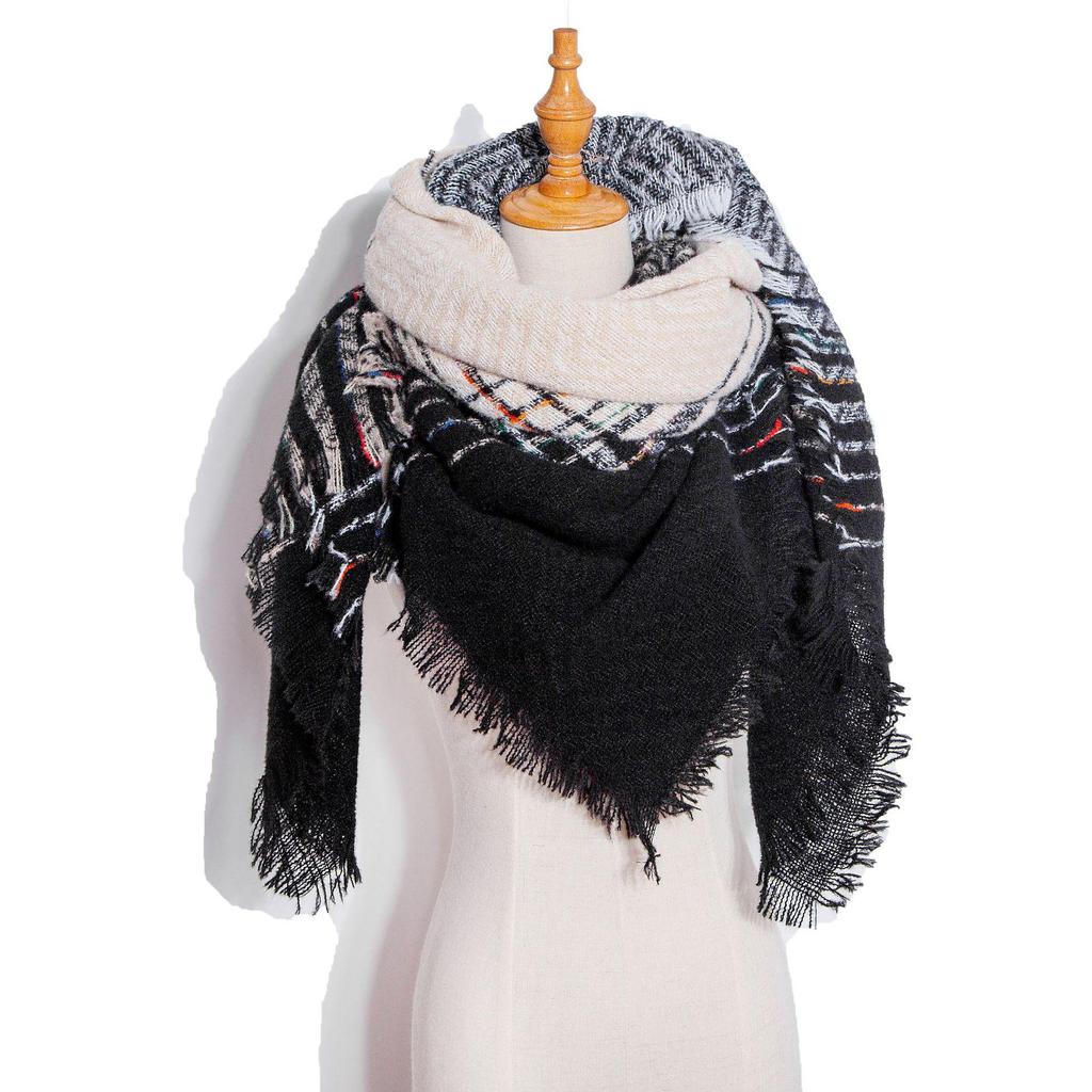 European and American Style Large Check Triangle Snood Scarf - Spring, Autumn, Winter