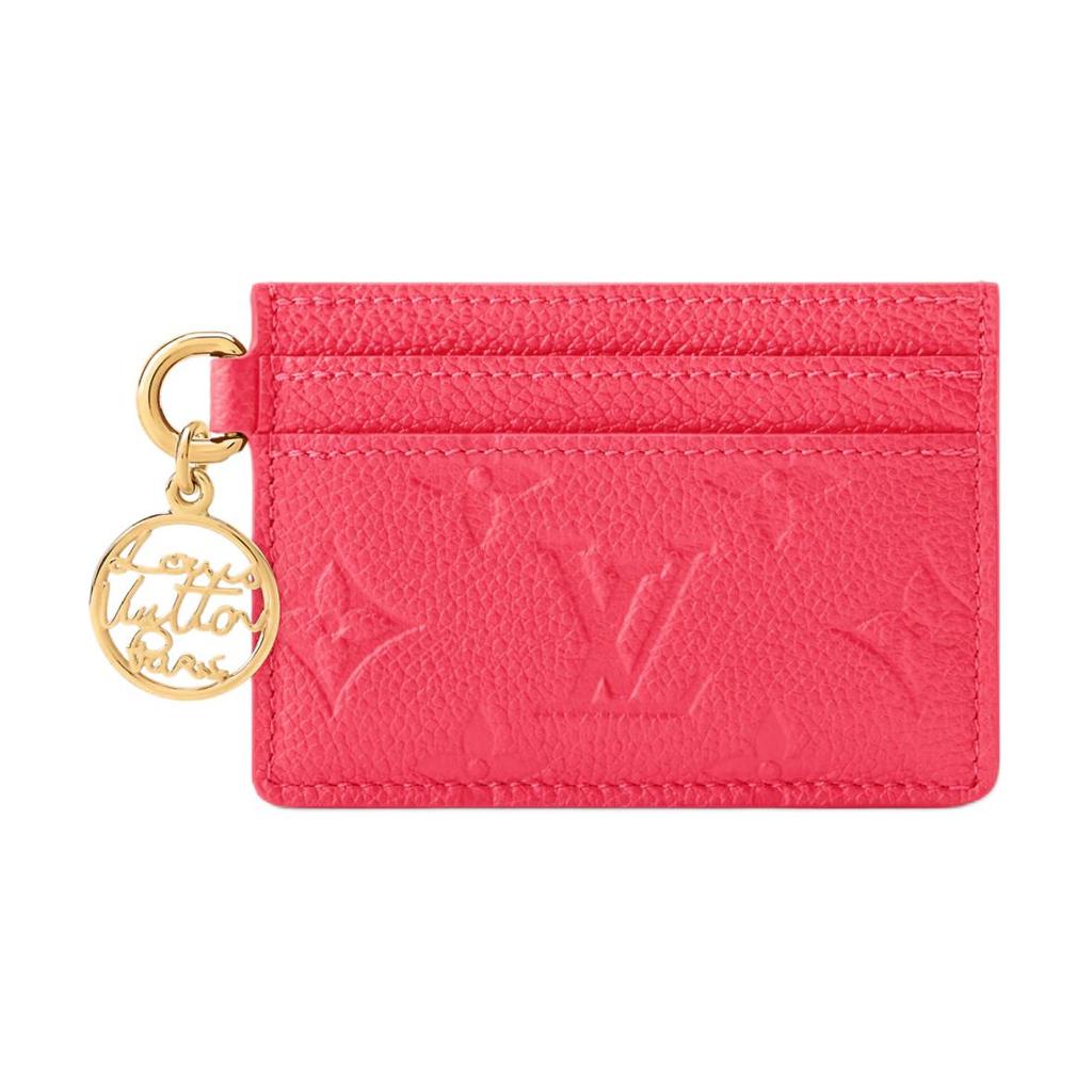 Louis Vuitton Charms Lv Logo Leather Card Holder Women Accessories Strawberry-Pink M28129
