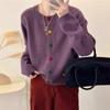Autumn and Winter Short Sweater for Women Korean Color Button Round Neck Knitted Cardigan for Women