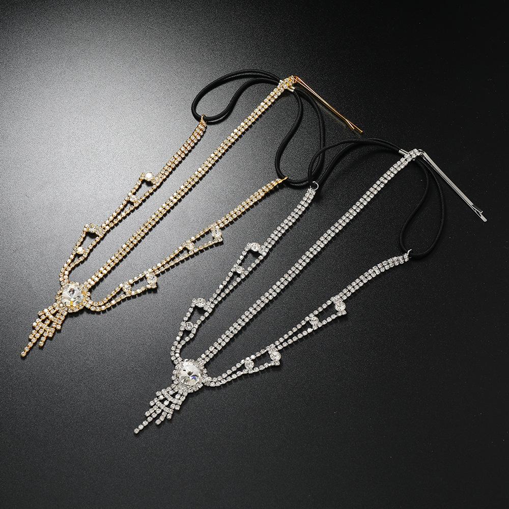 Модные аксессуары для волос, персонализированная цепочка для волос со стразами, темпераментная универсальная повязка на голову с бриллиантами на лбу