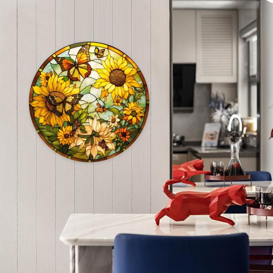 Colourful Butterfly Wreath Pendant Imitation Glass Insect Garland Hanging Acrylic Plate Decoration Summer Festival Decorations