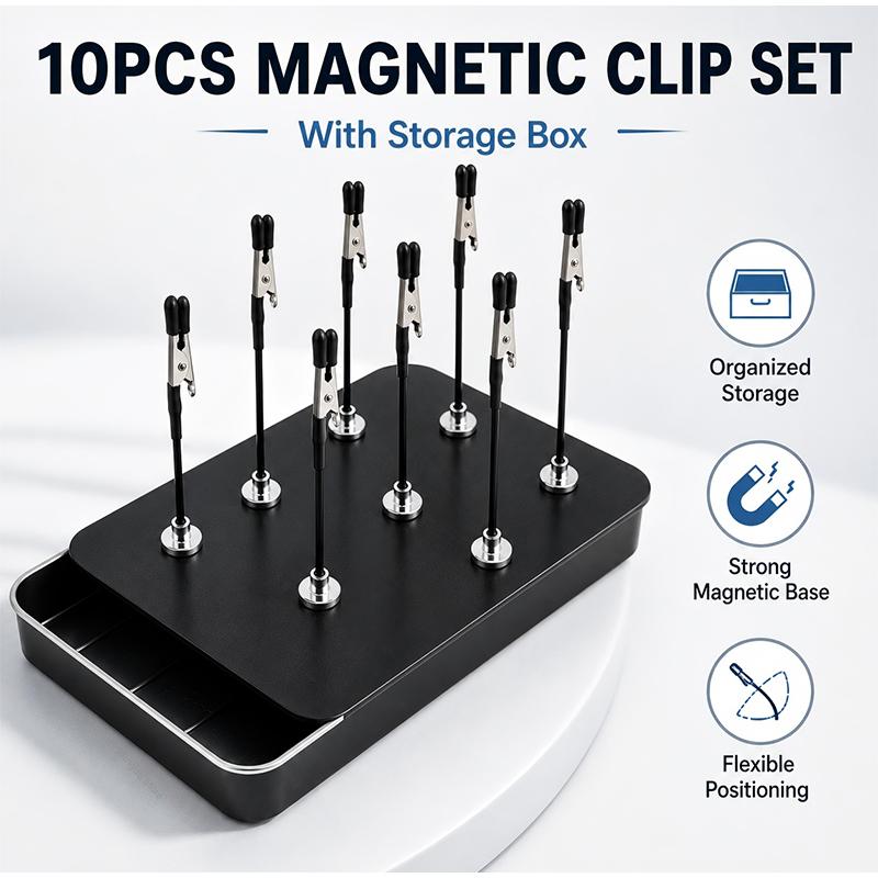 10/12/20PCS Flexible PCB Holder Magnetic Soldering Helping Hands with Alligator Clips & Storage Box for Electronics Repair DIY