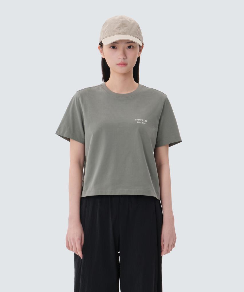 SNOWPEAK APPAREL Хлопковая женская укороченная футболка с коротким рукавом (S25Mwfts65) Светлый хаки