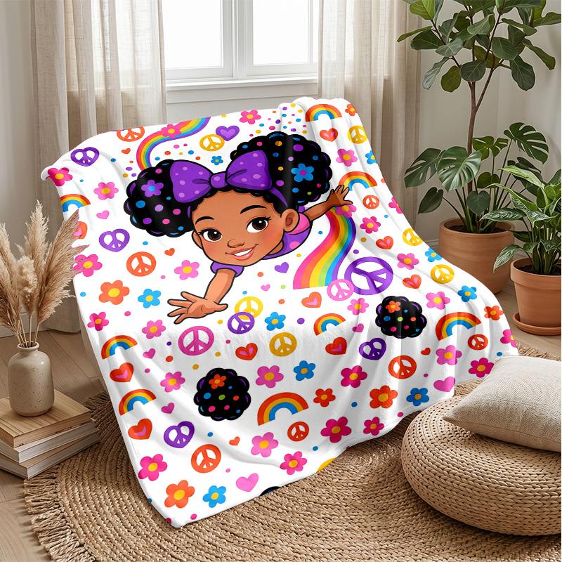 Rainbow Paw Prints Theme blanket Lightweight Warm Flannel Blanket Decorative Throw Blanket for Home Decoration