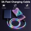 120 Вт Светодиодный RGB USB A на Type-C Кабель для зарядки и синхронизации данных для 17 16 15 Pro Huawei Samsung Oppo