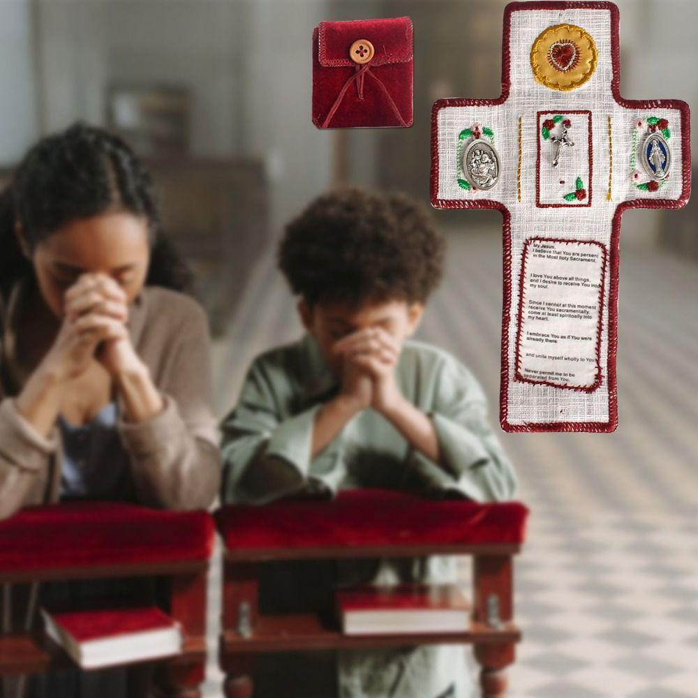 Silver Cross Pocket Shrine Blessings Prayer Mat Creative Mini Prayer Quilt Meditation