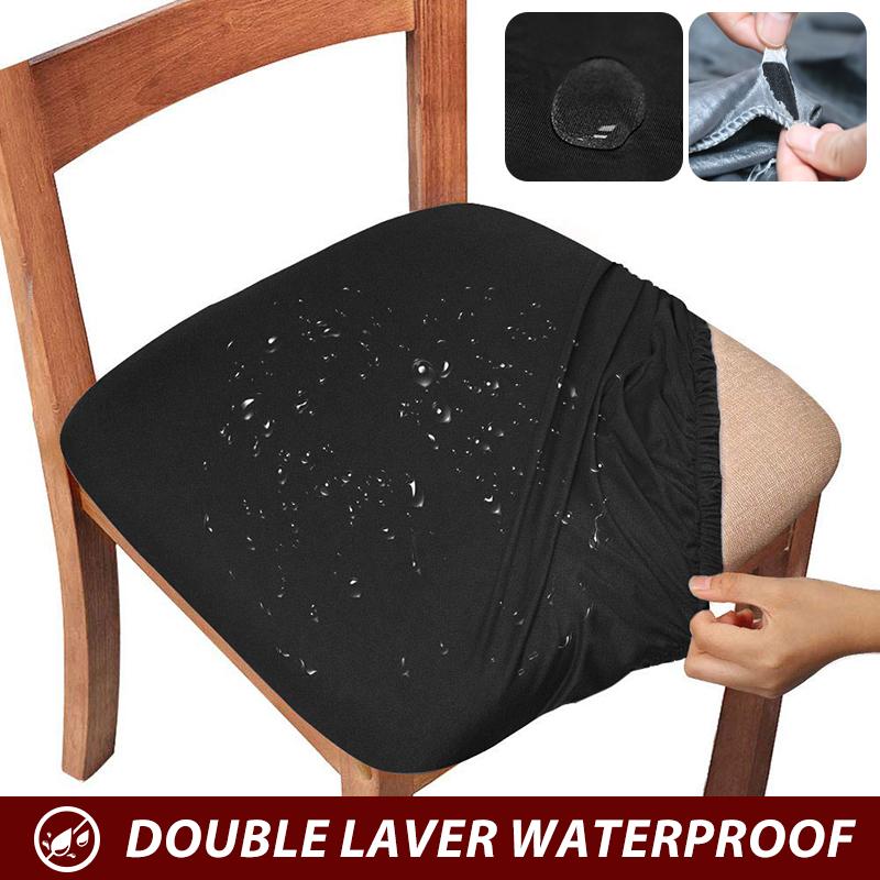 Waterproof Spandex Dining Chair Cover Removable Solid Elastic Seat Protector For Home Kitchen
