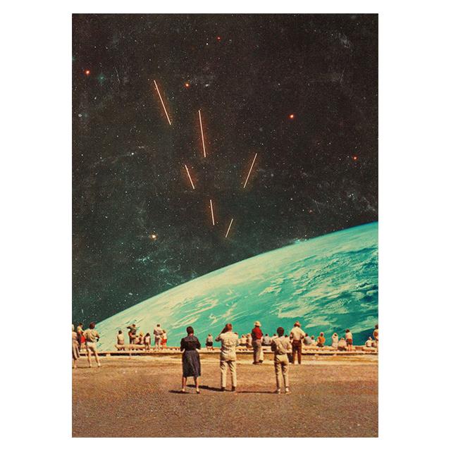 Научная фантастика Космический коллаж Романтические городские принты Постер Холст Картина Современное настенное искусство Картина Гостиная Спальня Домашний декор