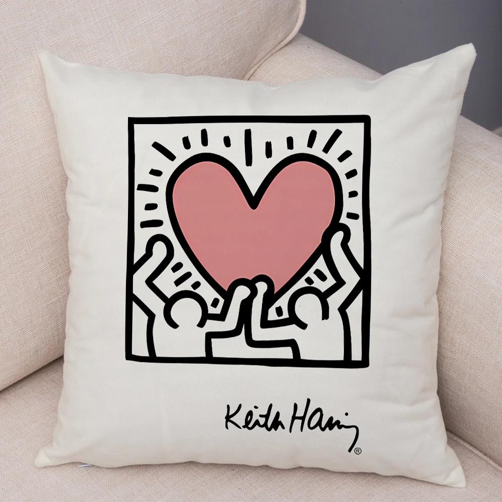 Nordic Style Plush Throw Pillow Case Abstract Keith Artwork Cushion Cover for Sofa Home Car Decor Geometric Art Print Pillowcase