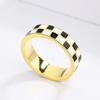 Изысканное модное женское кольцо, черно-белое кольцо, минималистское кольцо в виде шахматной доски, эмалированное кольцо ручной работы для вечеринки, обручальное кольцо