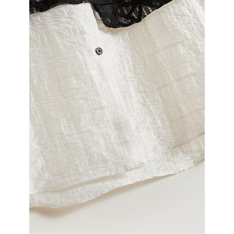 Elegant Star Shirt! Women's Fake Two-Piece Ramie Cotton Breathable Stitching Floral Lace Long Sun Protection T-shirt Summer