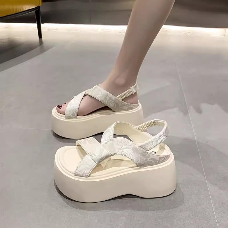 Fashion Women Platform High Sandals New 2024 Summer Designers Chunky Wedges Shoes Print Beach Slippers Woman Gladiator Sport Sandalias