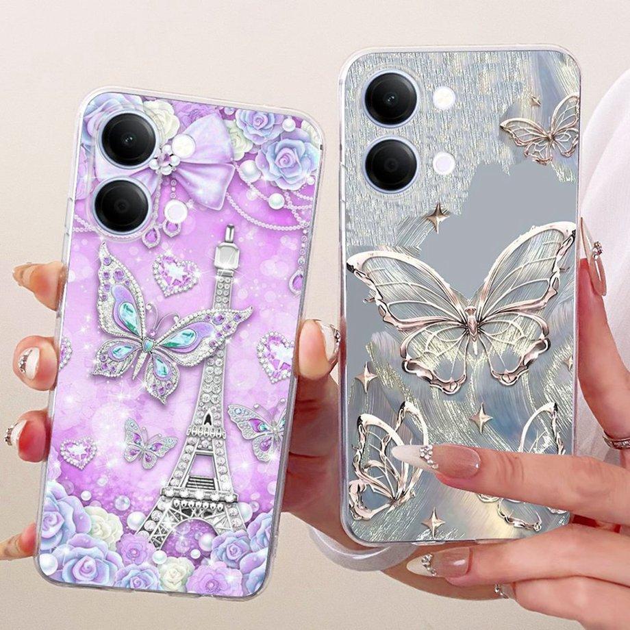 For Vivo Y05 Y11D 4G / Vivo Y11 5G Y21 5G Phone Case Soft Silicone Clera Cover Butterfly Dragon Cat Floral Painting Bumper Funda