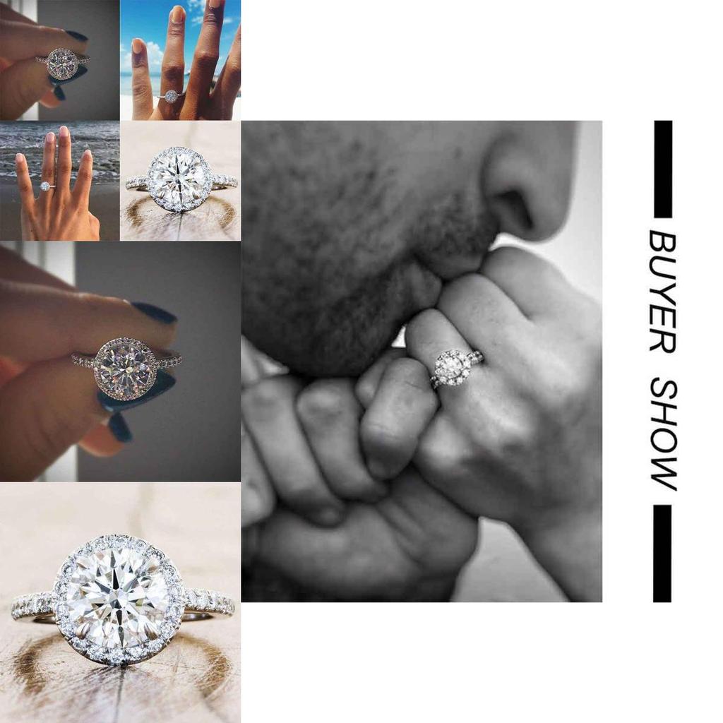 Ослепительное белое роскошное кольцо с полным покрытием из стразов и микро-вставками с серебряным покрытием