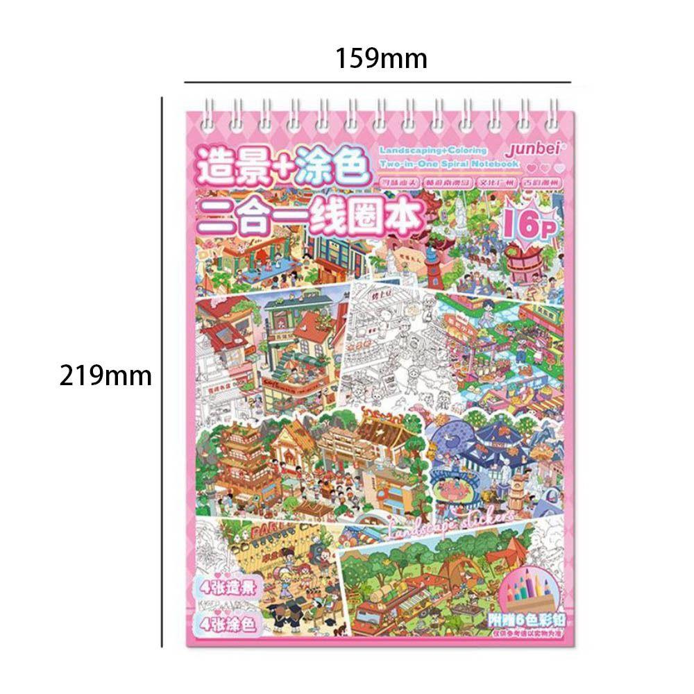New Cartoon Sticker Book Educational 3D Landscape Coloring Book PET DIY Miniature Scene Stickers Birthday Gifts