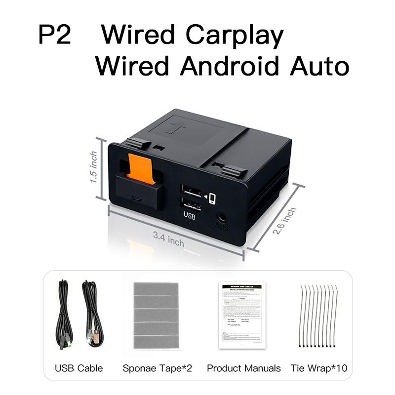 NEW P2 Wired or P3 Wireless For CarPlay Android Auto adapter USB Hub OEM Retrofit Mazda 2 3 6 CX3 CX5 CX8 CX9 MX5 TK78669U0C Kit