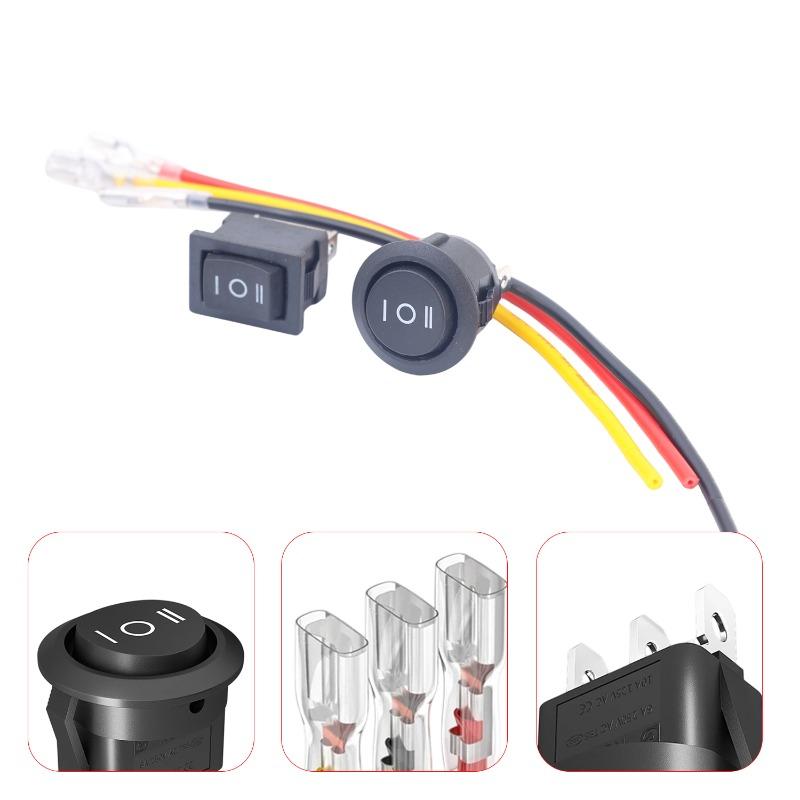 Waterproof Marine Boat Rocker Switch Round 12V 3 Pin ON OFF Toggle Button Pre Wired For Car Motorcycle RV Dashboard Modification