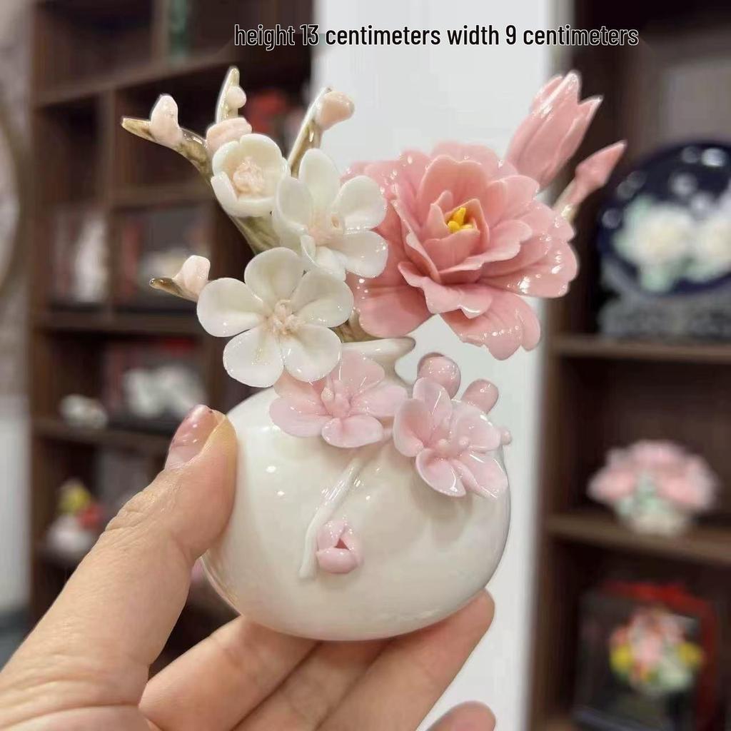 Набор керамических фигурок цветов ручной работы: Милые настольные украшения для декора гостиной.