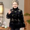 Хлопковая куртка Платье для матери Повседневная Ретро Благородная Бархатная Утепленная Куртка Пожилая Женщина Зима Золотой Бархат Пальто Вышитая Хлопковая Одежда