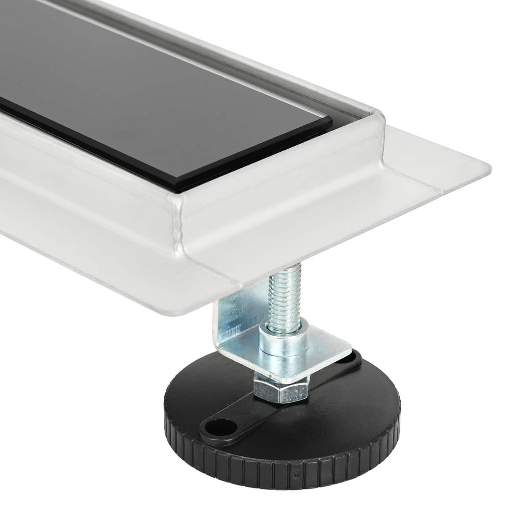 Shower Drain with Glass Cover Black 90 cm Stainless Steel 304