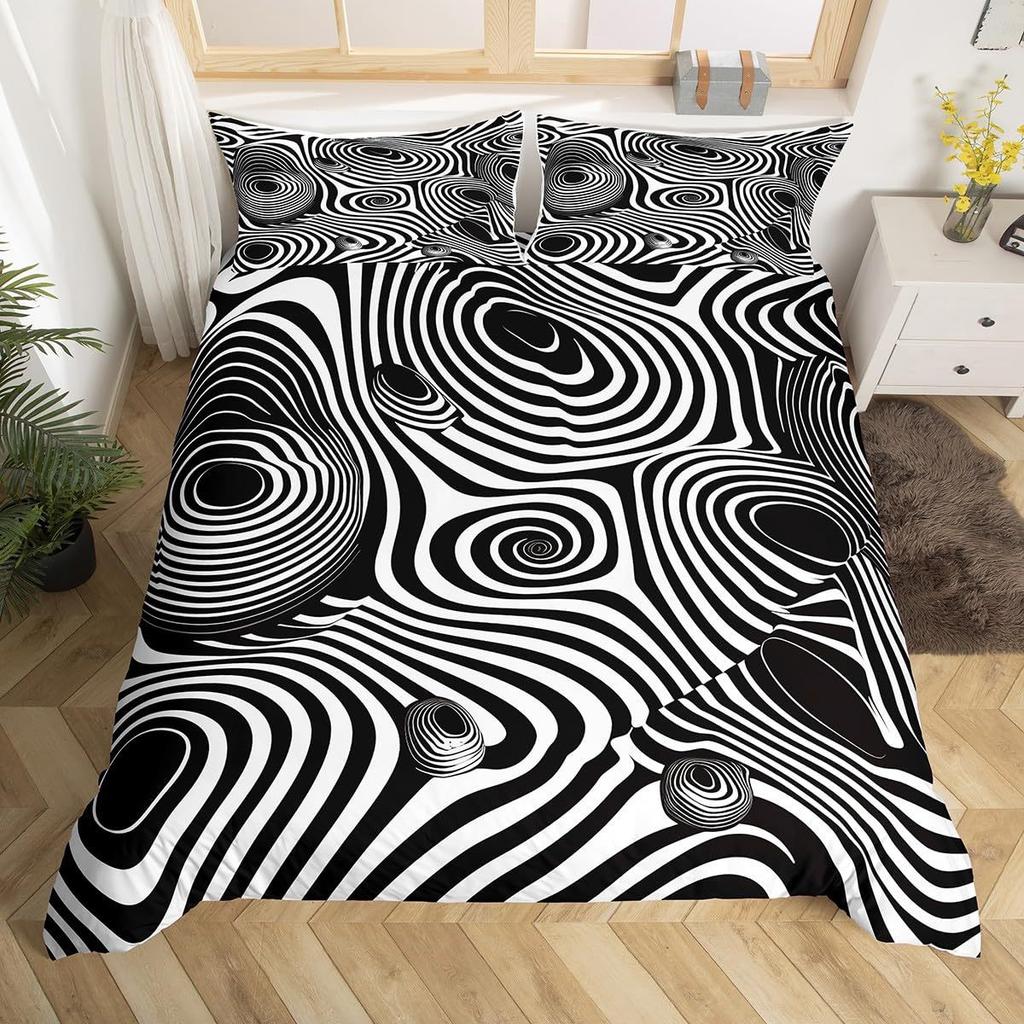 Комплект постельного белья Black Hole 3D с психоделическим геометрическим узором и цифровой печатью, комплект из трех предметов