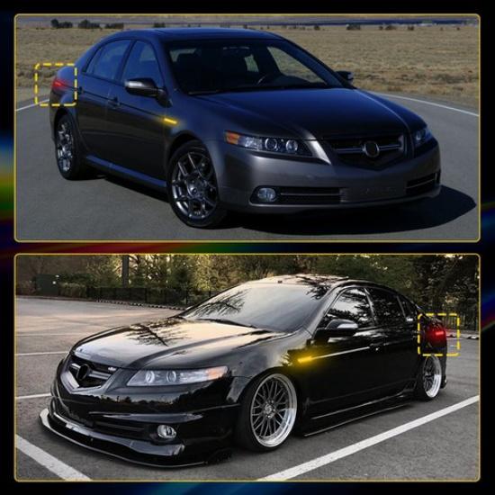 LED Rear Rear Fender Side Marker Lights For 2004-2008 Acura TL base CLEAR Red