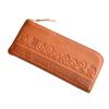 PEANUTS Long Wallet Genuine Leather Zipper Wallet with Leather and Friends Embossed [Peanuts] Women's Men's L-shaped [73260] (Camel)
