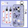 Fashion Design Flower Phone Case For OPPO Reno12F 5G Protective Wristband Kickstand Waterproof Wrist Strap Durable Ring