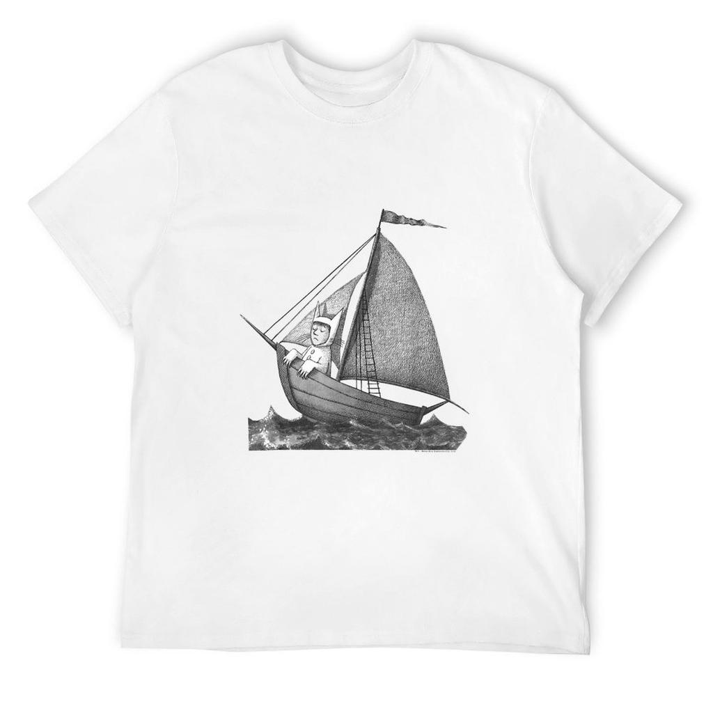 Where the Wild Things Are Sailing on a Boat T-Shirt basketball graphic tees plus size tops cute tops plus size men clothing