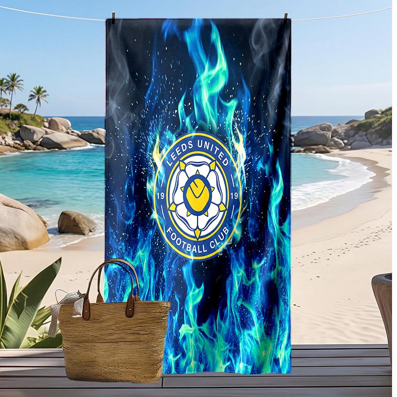 Пляжное полотенце с принтом футбольного клуба Leeds United, большое, мягкое, быстросохнущее, для пляжа, кемпинга, плавания