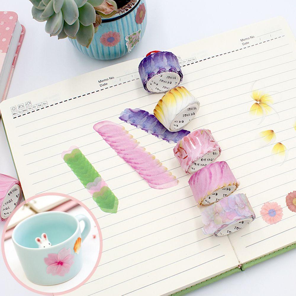 200PCS Adhesive Stylish Decorative Flower Petals Tape Masking Tape Sticky Paper Scrapbooking