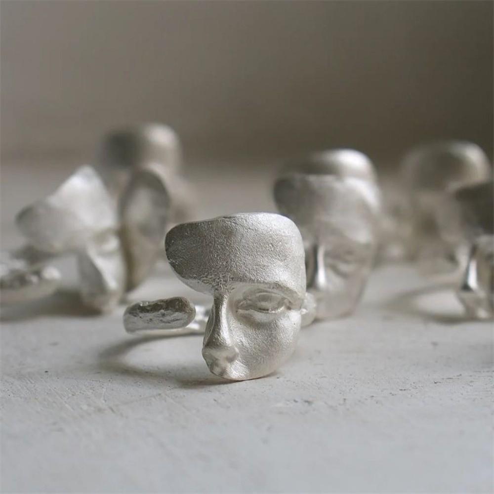 Adjustable Mystical Masked Face Ring Unique Goth Style Ring New Open Rings Party