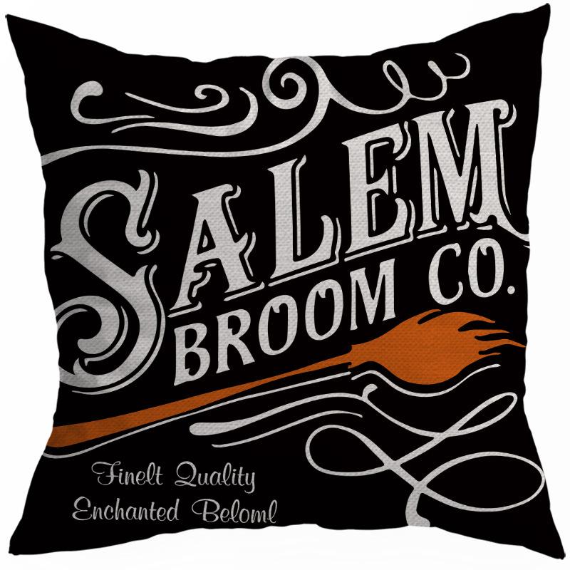 New Style 45x45cm Halloween Cushion Cover Linen Pillowcase Pumpkin Grimace Print Festival Party Decorative Pillow Covers, 1PC