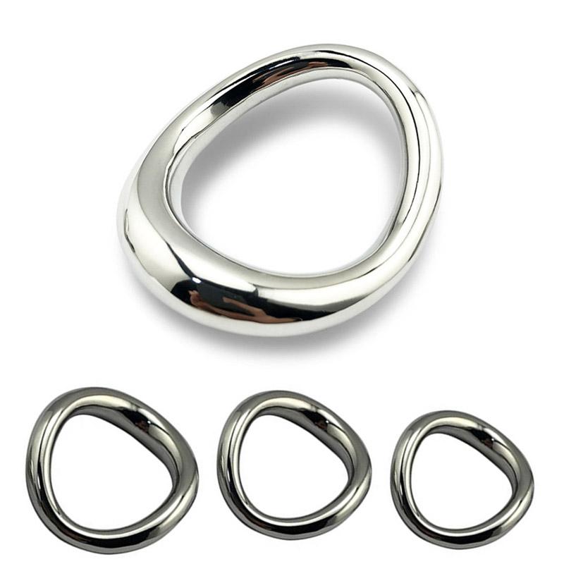 Male Stainless Steel Curved Cock Penis Ring Scrotum Penis Restraint Stretch Ring Delayed Ejaculation Sex Toys