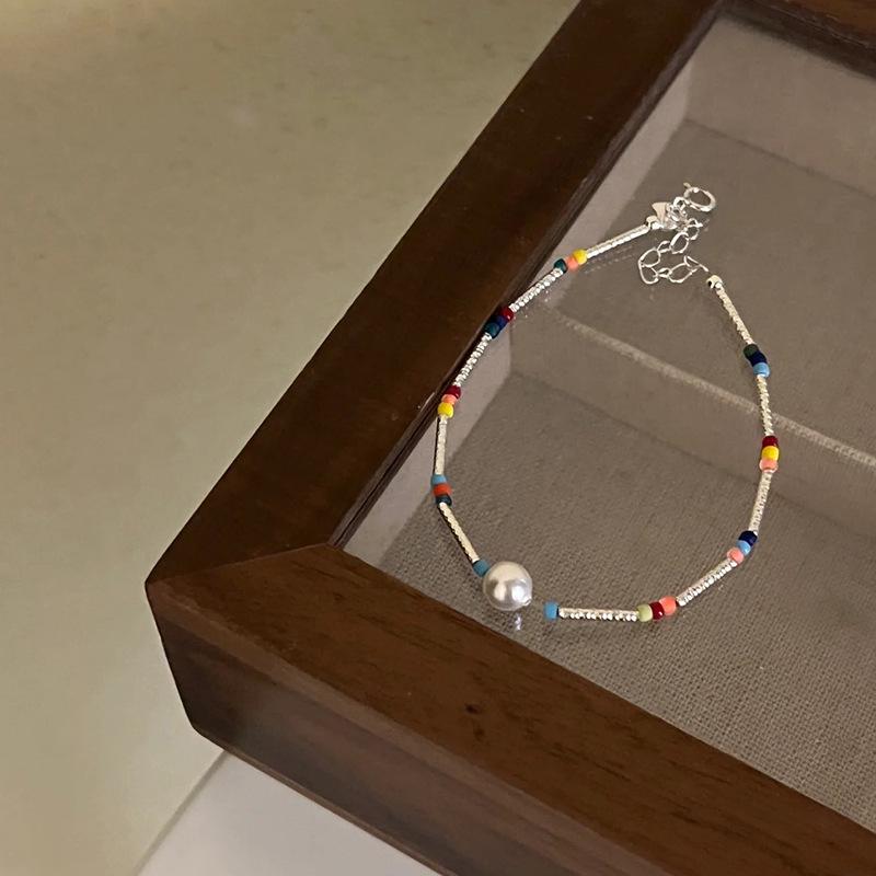 Красочный браслет из жемчуга со смайликом для женщин - Корейская ретро-личность, Универсальный браслет с бусинами