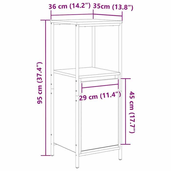 VidaXL Meuble de salle de bain avec étagères chêne fumé 36x35x95 cm, armoire de rangement de salle de bain, armoire de bain, 861914