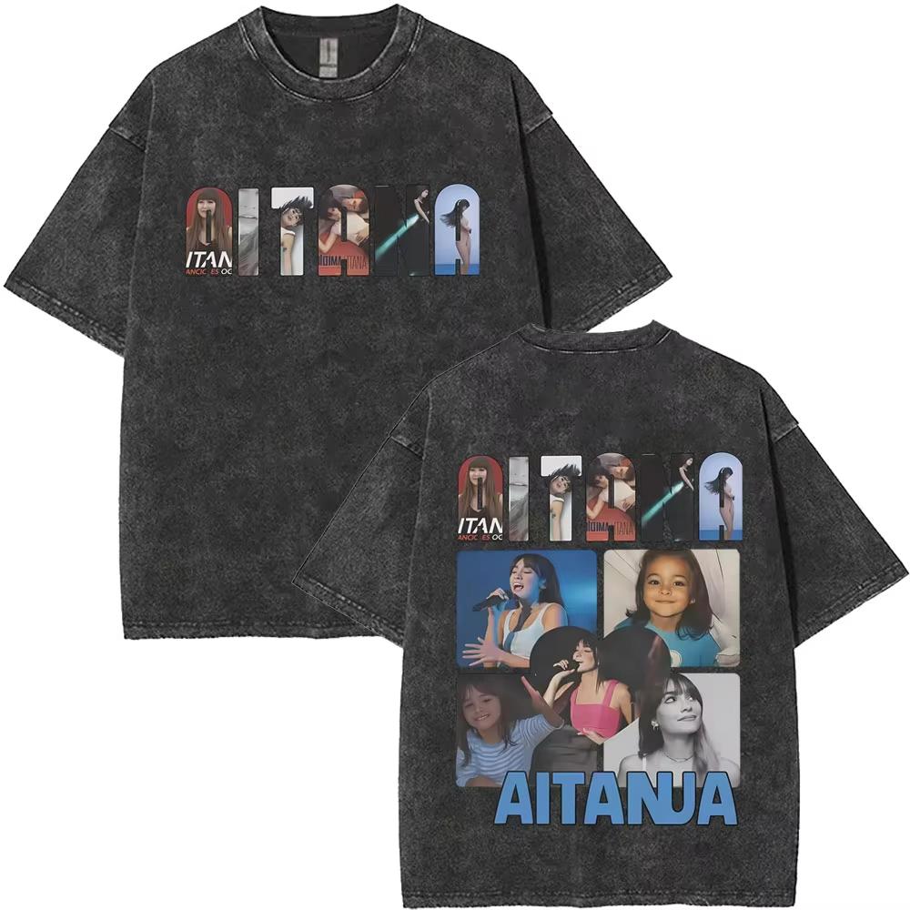 I Love Aitana CUARTO AZUL Washed Vintage Tshirt Men Women Fashion Pop Music TShirts Unisex Casual Oversized Short Sleeve Tshirt
