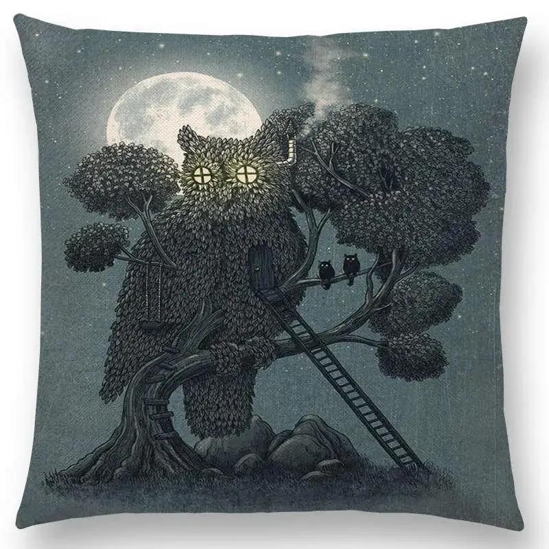 Новейшая Милая Маленькая Привидение Парусник Кит Океан Олень Медведь Дайвер Принты Наволочка Диванная Подушка