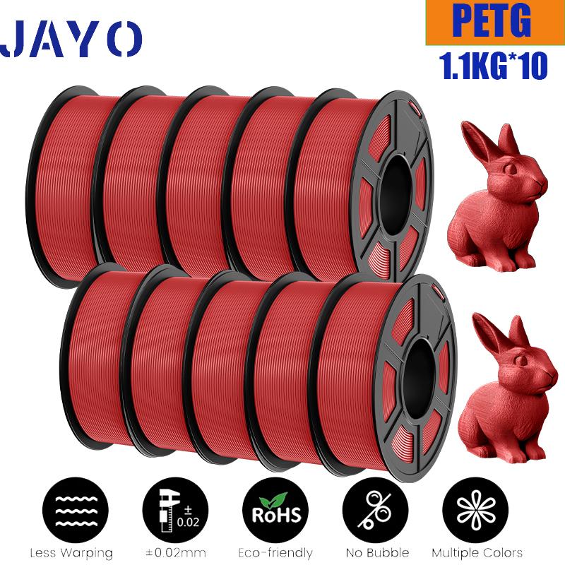 JAYO 10Rolls petg Filament 175mm 3d printing no bubbles no drawing smooth multiple colors optional for 3D printing 1.1kg/1roll