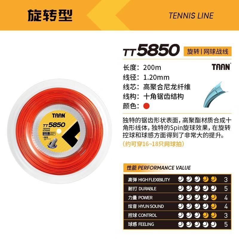 TAAN TT5850 200m Tennis String 1.2mm Octagonal High-Performance Control Power Racket