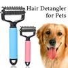 Pet Detangling Comb Handheld Undercoat Rake for Dogs Cats Double-Sided Stainless Steel Teeth Deshedding Grooming Brush for Thinning Shedding