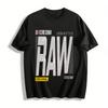Мужская дышащая повседневная футболка RAW с графическим принтом для зала, спорта. 100% хлопок.